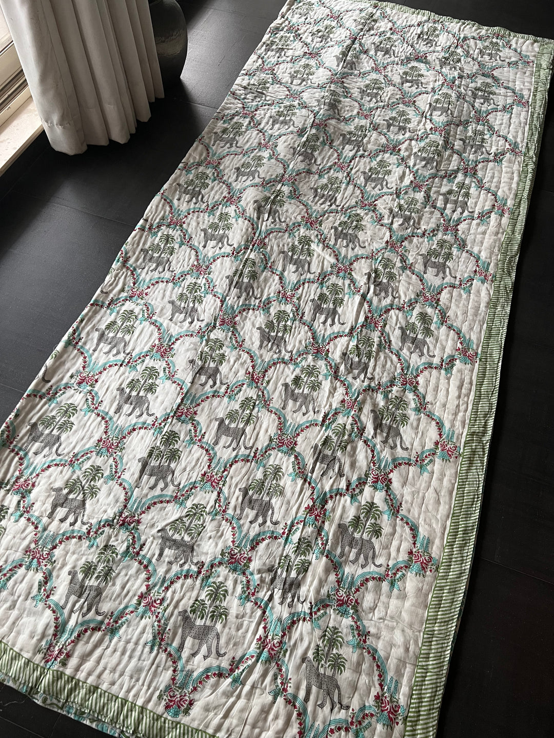 Double Bed Jaipur Quilt/ Queen Bed Jaipur Quilt/ Pure Cotton Quilt/ Hand Block Printed Quilt