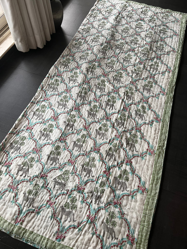 Double Bed Jaipur Quilt/ Queen Bed Jaipur Quilt/ Pure Cotton Quilt/ Hand Block Printed Quilt