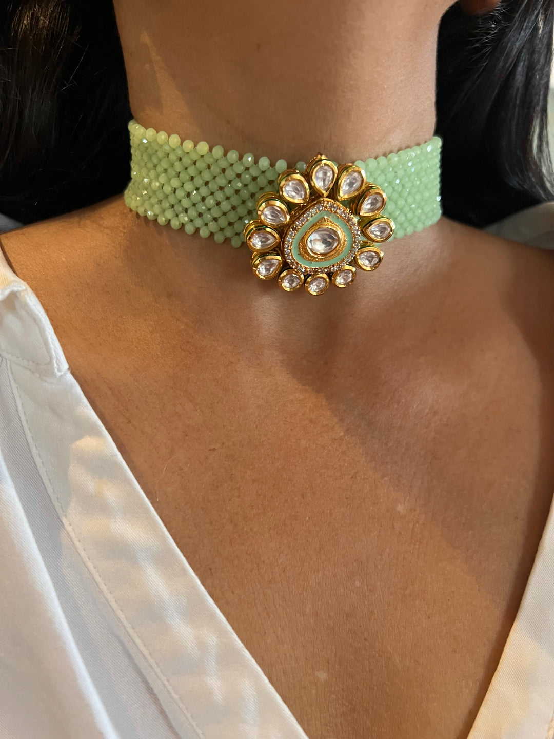 Sea Green Choker with Studs