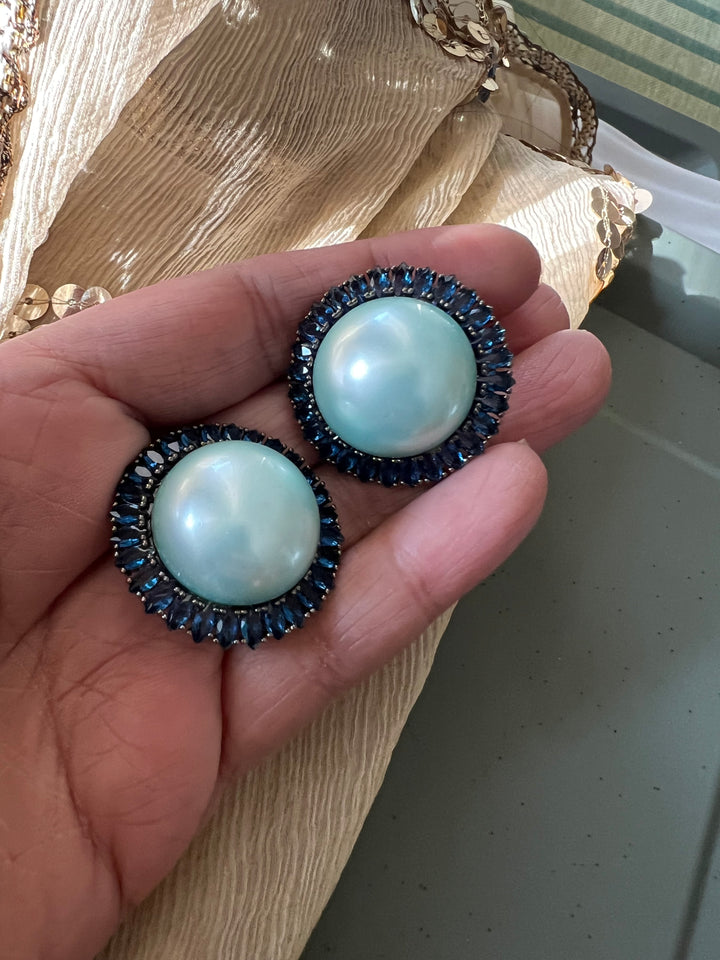 Elegant Pearl Stud Earrings | SHIVKA Designer Jewelry