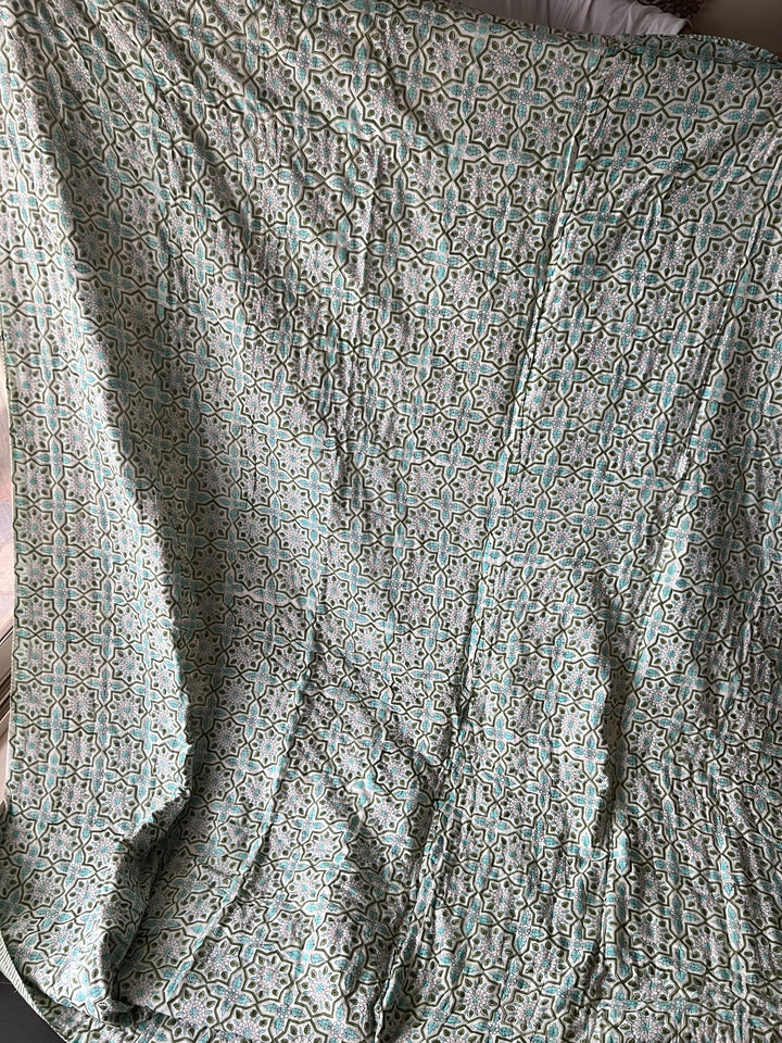 Double Bed Jaipur Quilt/ Queen Bed Jaipur Quilt/ Pure Cotton Quilt/ Hand Block Printed Quilt