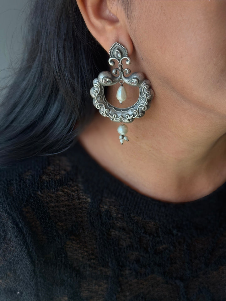 Handmade Designer Brass Earrings | SHIVKA | 7x4.5 cm | 28g Pair | Push Back | Statement Gift Jewelry