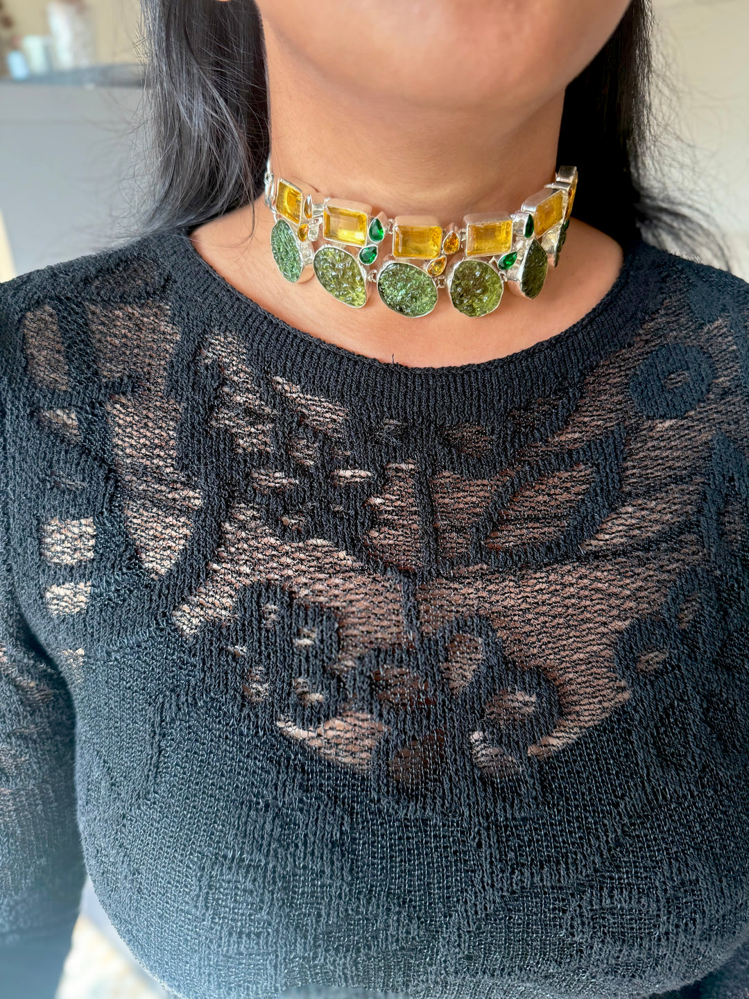 Statement Choker – Silver Brass, Adjustable Necklace