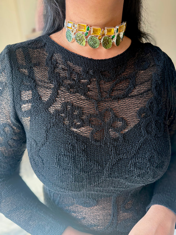 Statement Choker – Silver Brass, Adjustable Necklace