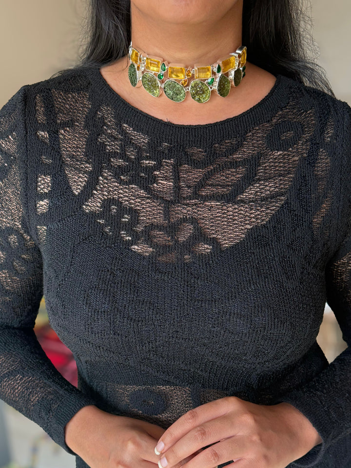 Statement Choker – Silver Brass, Adjustable Necklace
