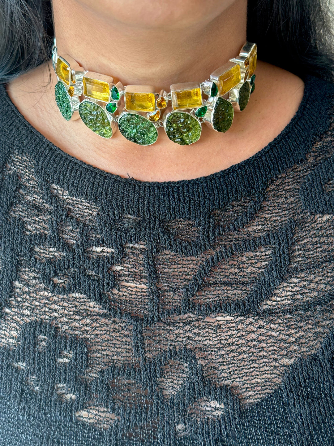 Statement Choker – Silver Brass, Adjustable Necklace