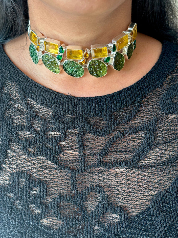 Statement Choker – Silver Brass, Adjustable Necklace