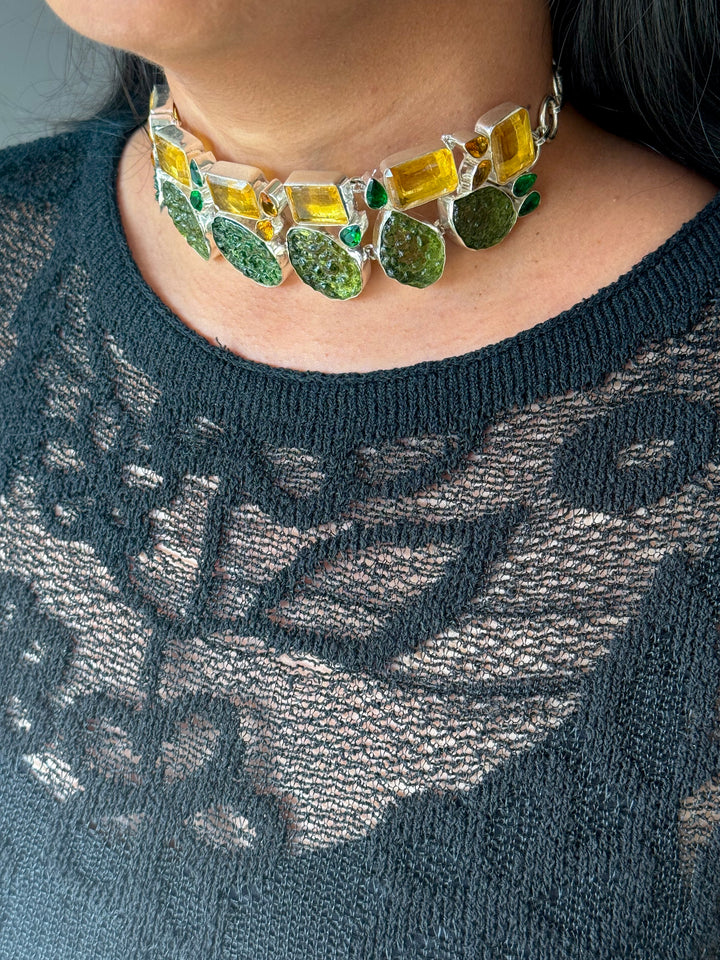 Statement Choker – Silver Brass, Adjustable Necklace