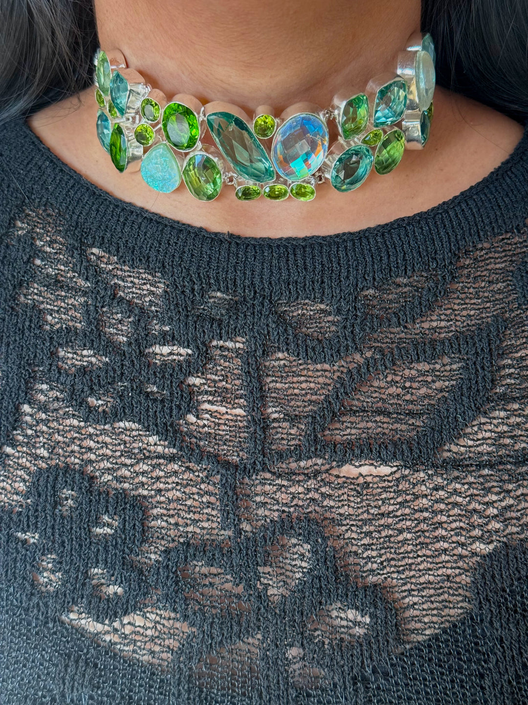 Statement Choker – Silver Brass, Adjustable Necklace