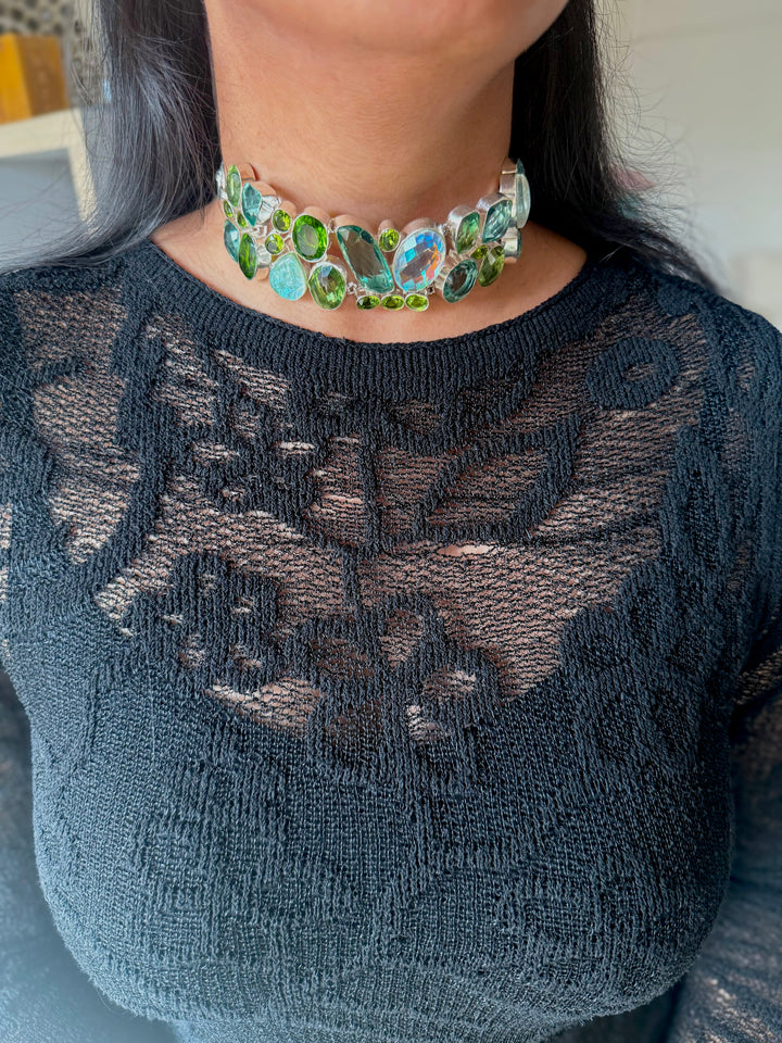 Statement Choker – Silver Brass, Adjustable Necklace