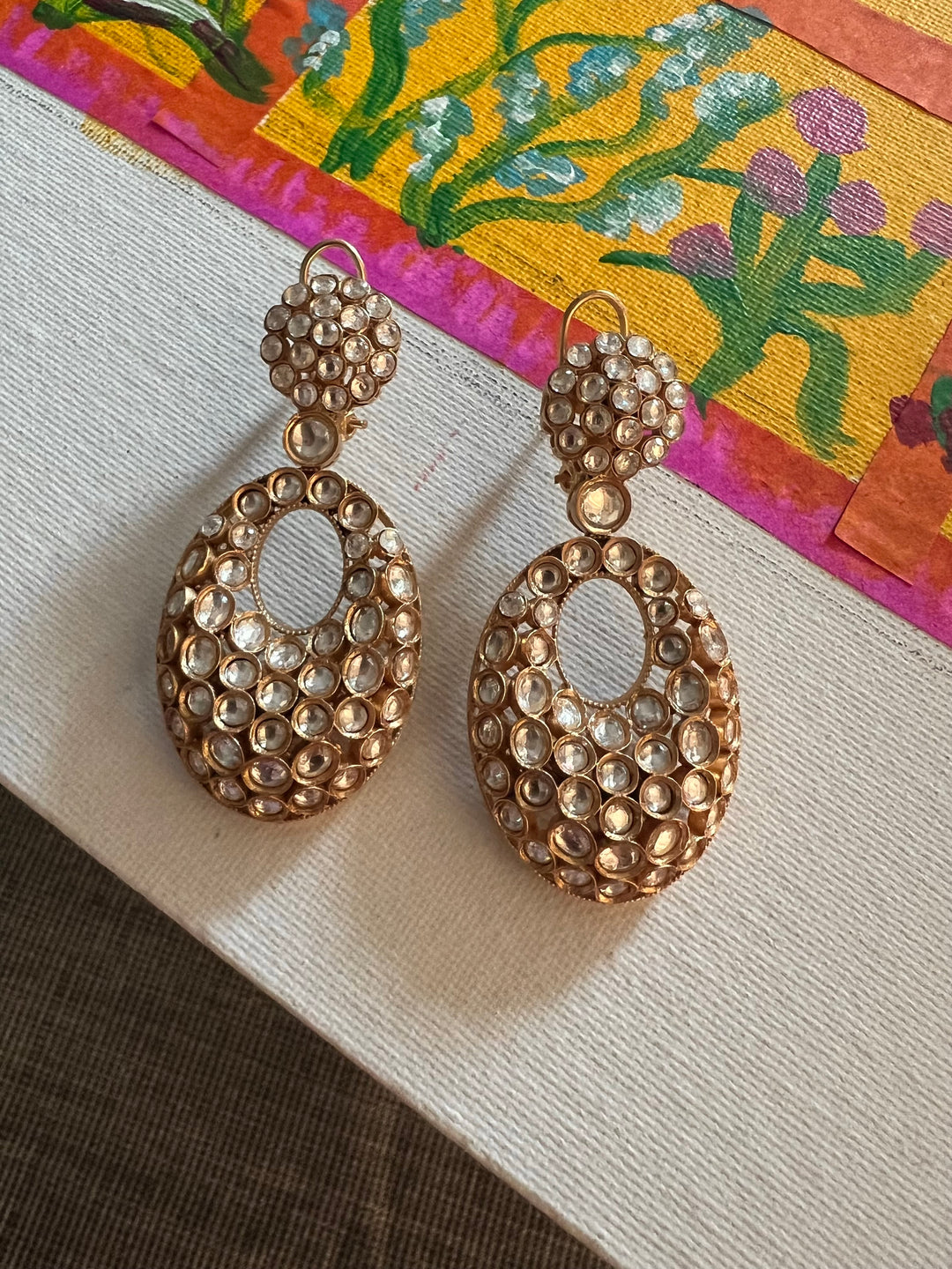 Wedding Kundan CZ Earrings | SHIVKA | Gold-Plated Festive Elegance