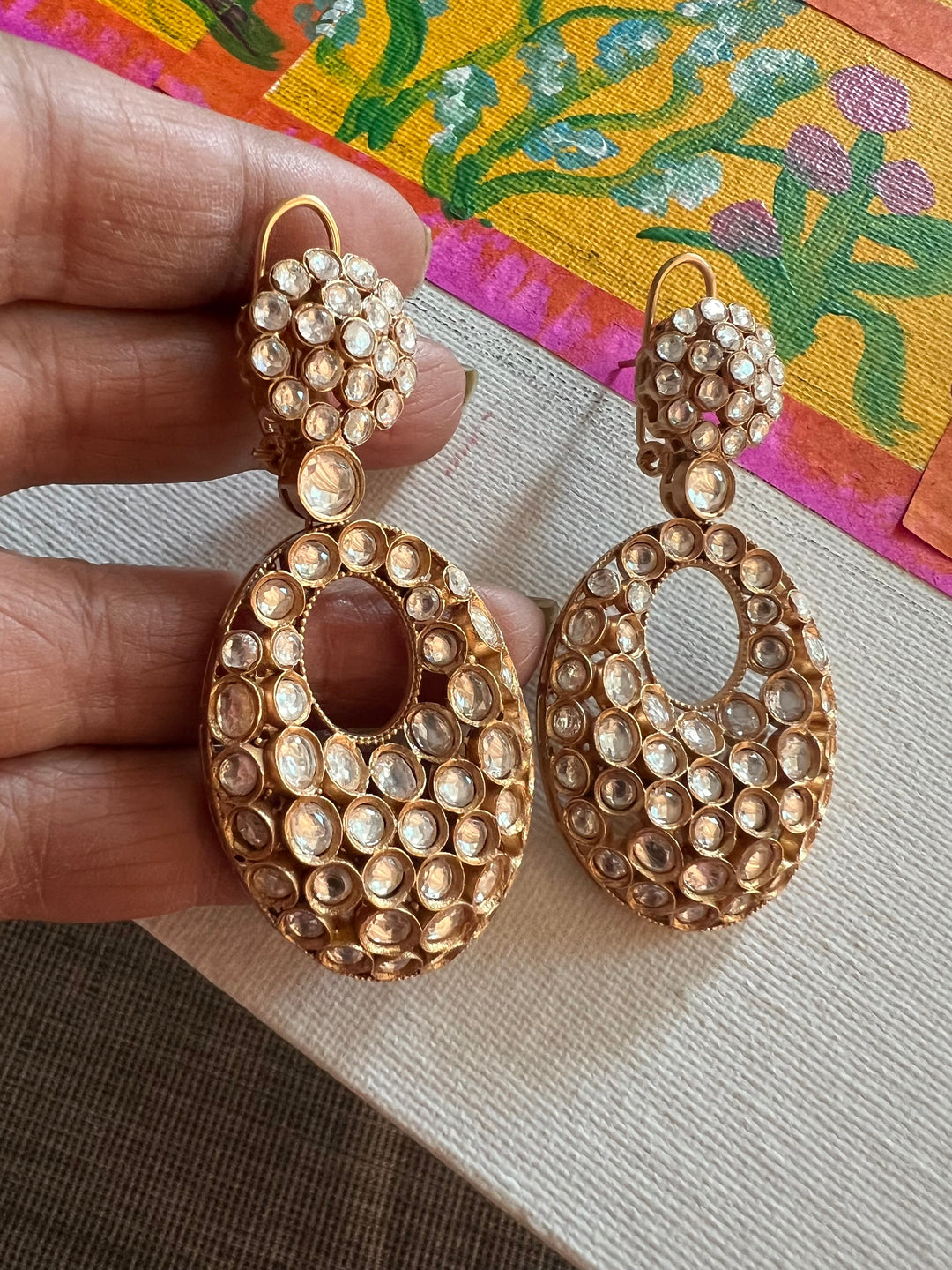 Wedding Kundan CZ Earrings | SHIVKA | Gold-Plated Festive Elegance