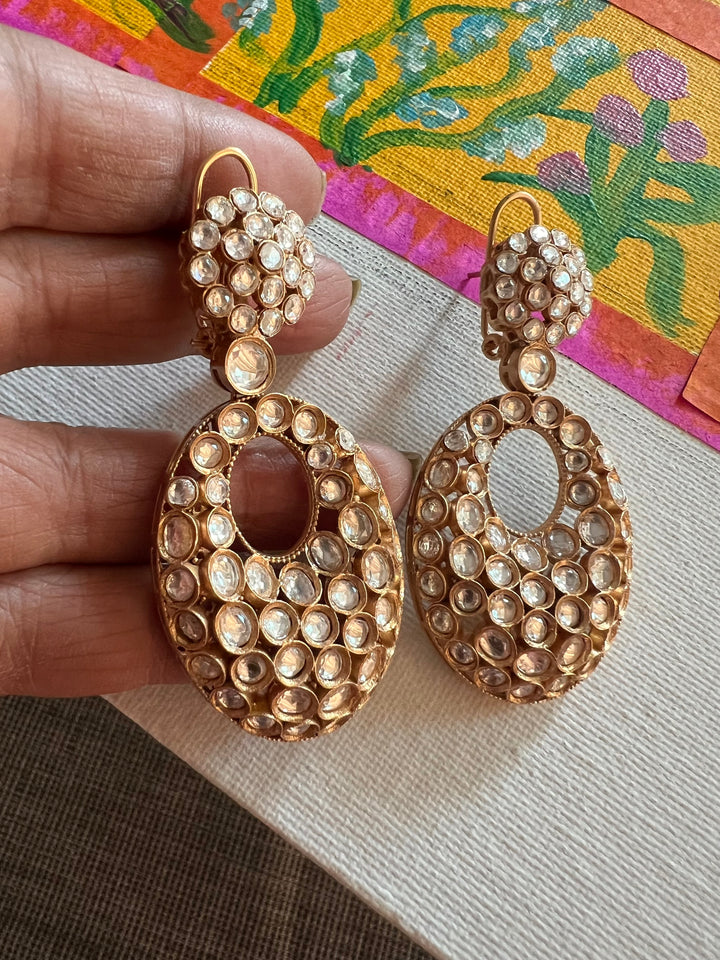 Wedding Kundan CZ Earrings | SHIVKA | Gold-Plated Festive Elegance