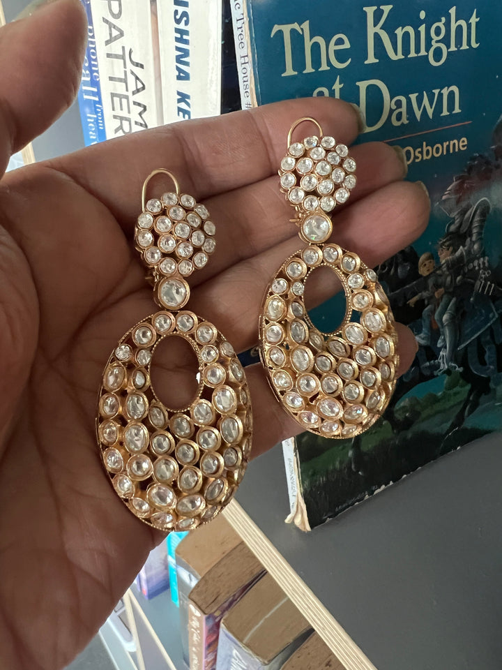Wedding Kundan CZ Earrings | SHIVKA | Gold-Plated Festive Elegance