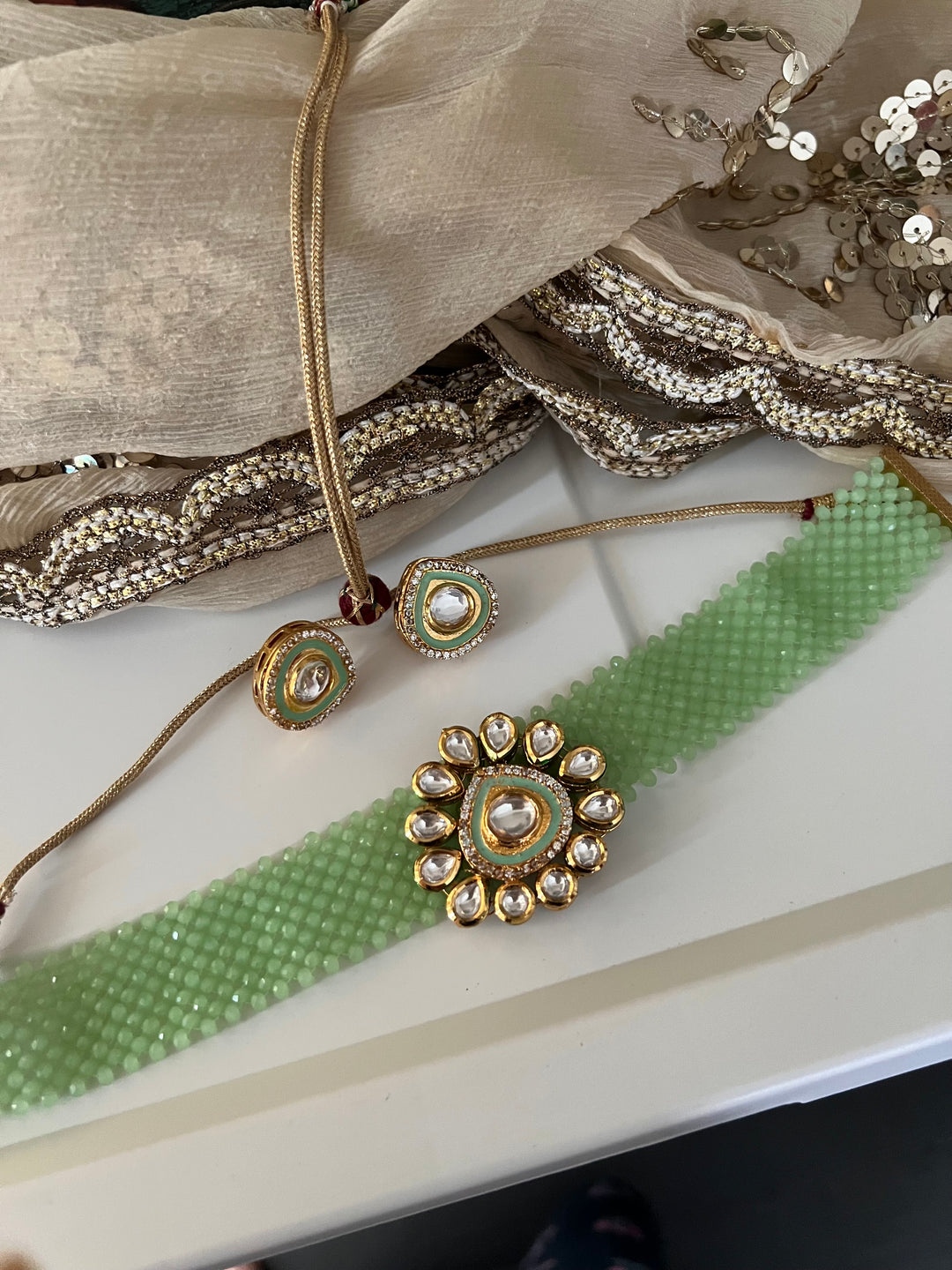 Sea Green Choker with Studs