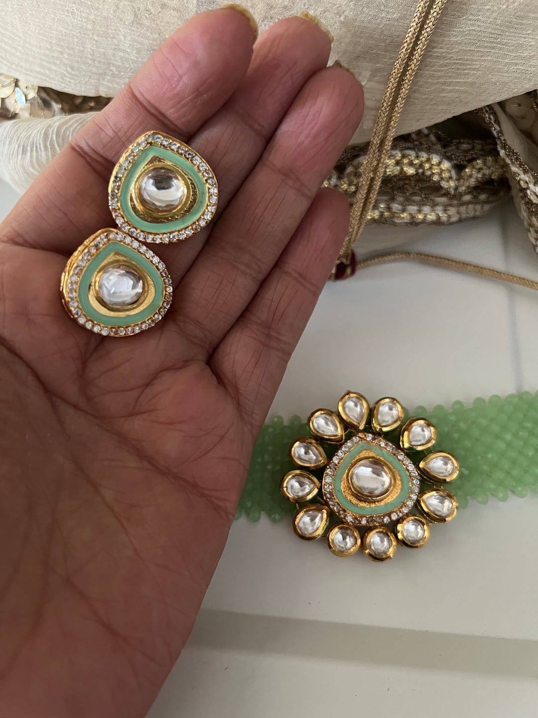 Sea Green Choker with Studs