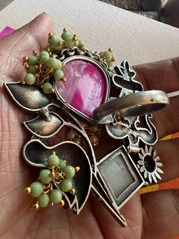 Designer Fusion Statement Ring | Adjustable | SHIVKA