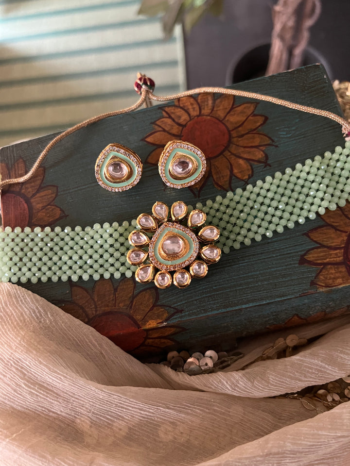 Sea Green Choker with Studs