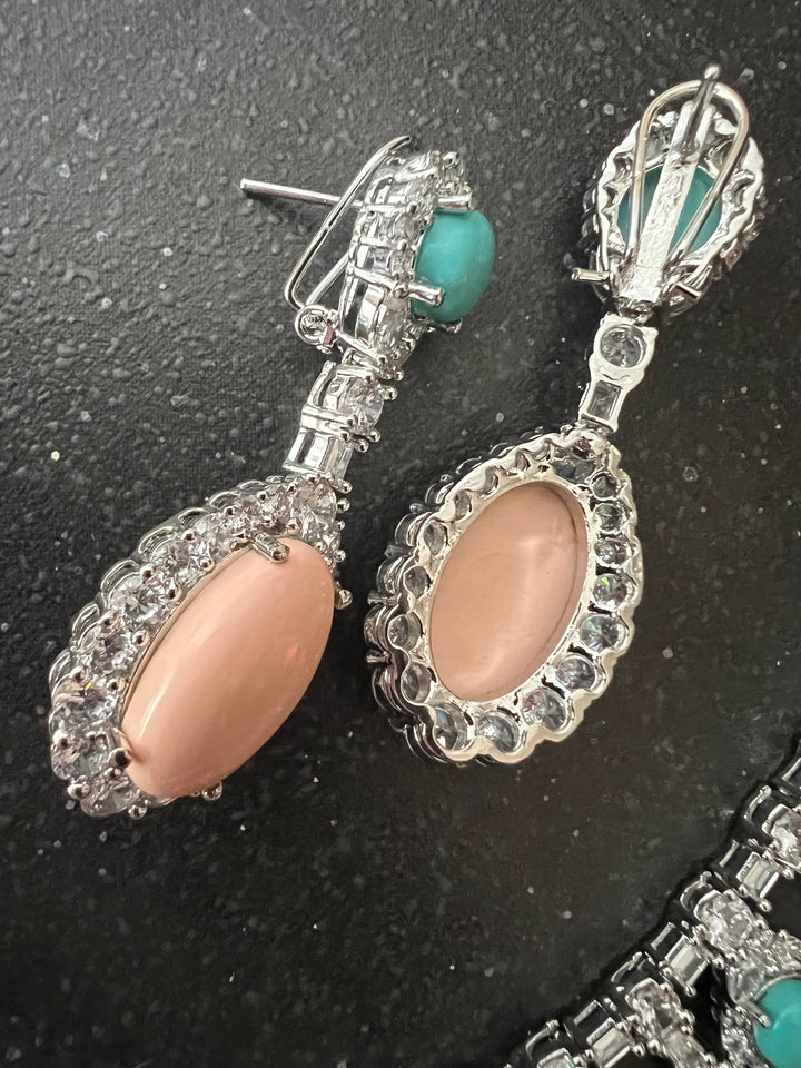 Peach Coral & Turquoise Necklace Set | SHIVKA