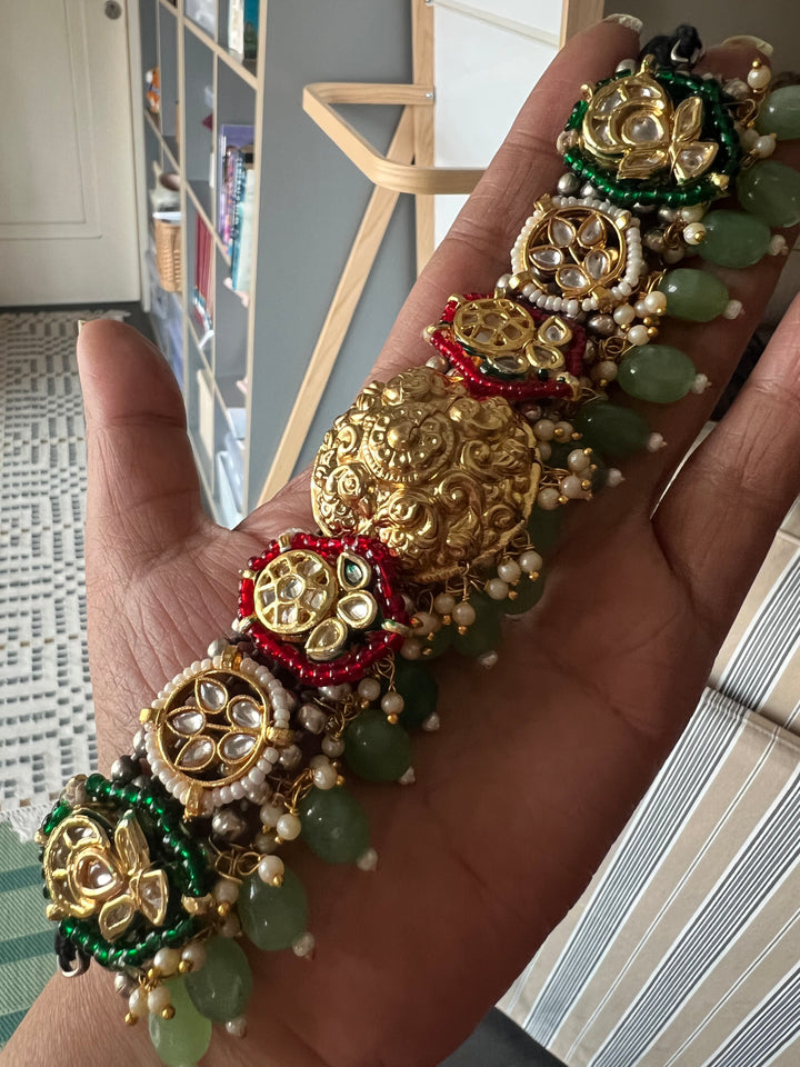 Fusion Designer Choker with Quartz & Mini Pearls | Dual Tone Adjustable Dori Necklace by SHIVKA