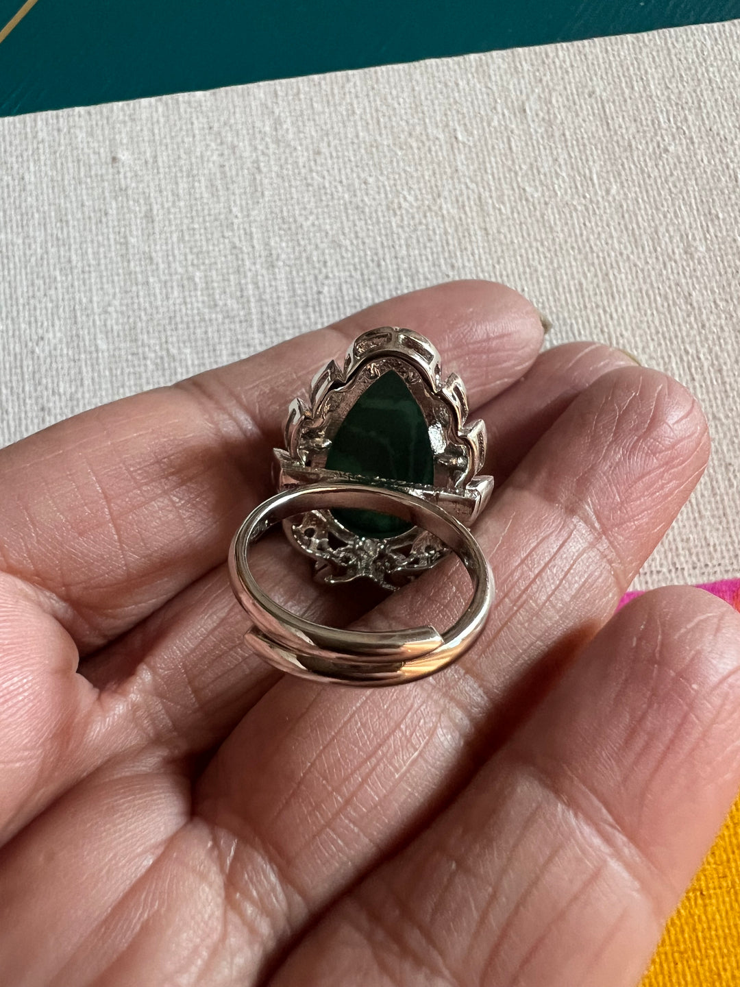 Malachite CZ Designer Ring | Adjustable | SHIVKA