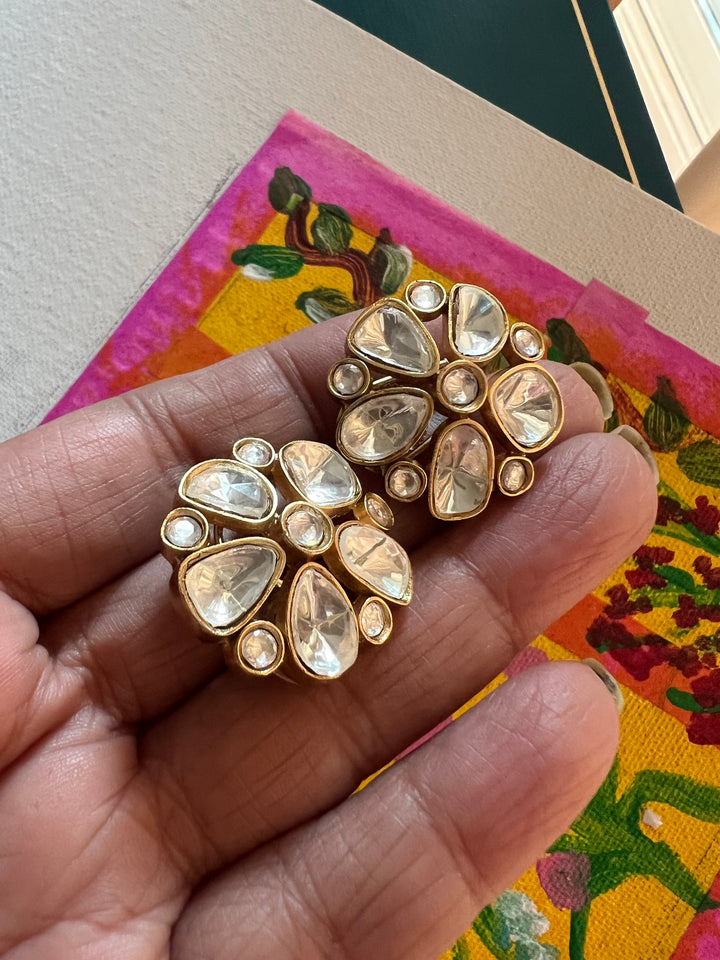 Wedding Kundan CZ Earrings | SHIVKA | Gold-Plated Lightweight Elegance