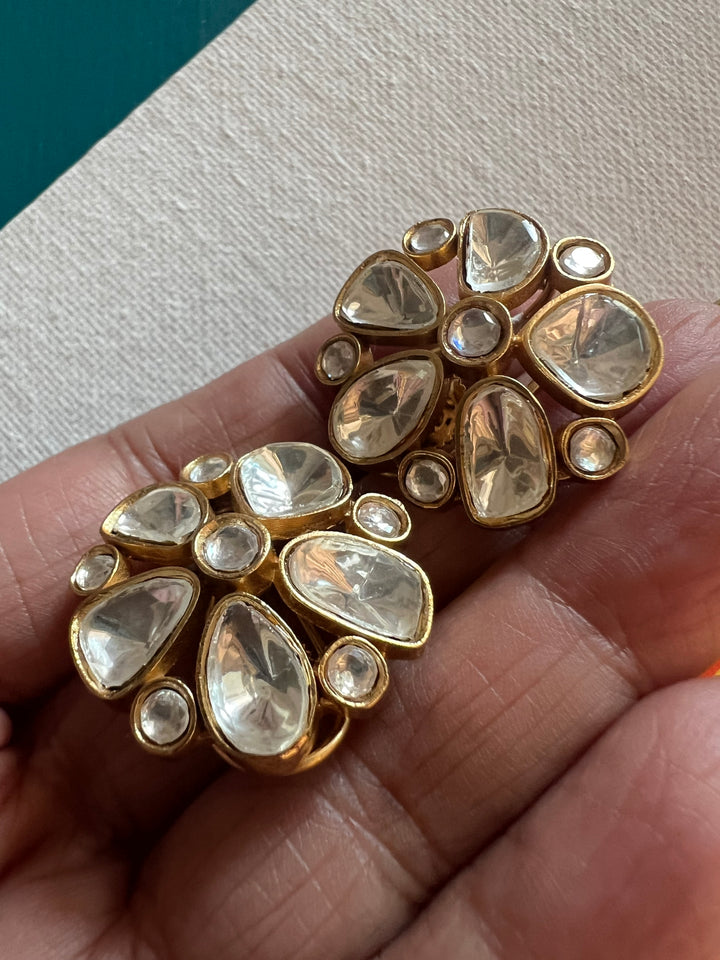Wedding Kundan CZ Earrings | SHIVKA | Gold-Plated Lightweight Elegance