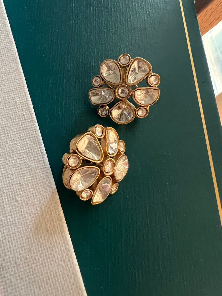 Wedding Kundan CZ Earrings | SHIVKA | Gold-Plated Lightweight Elegance