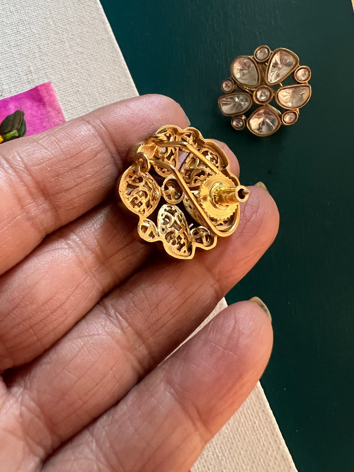 Wedding Kundan CZ Earrings | SHIVKA | Gold-Plated Lightweight Elegance