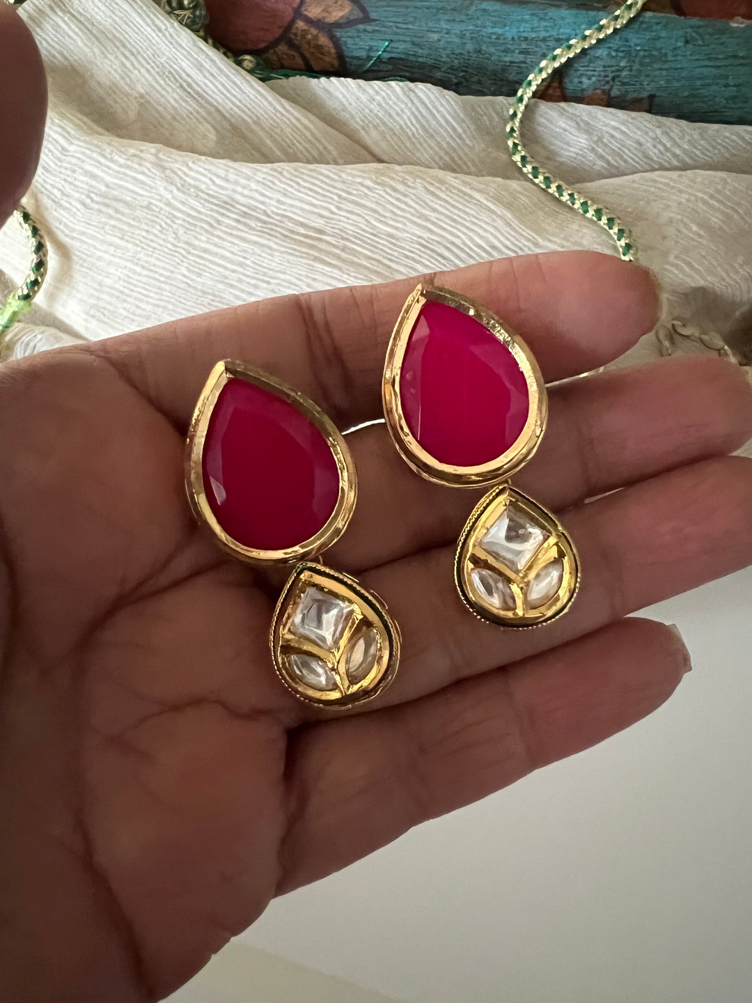 The Chandira Necklace Set | Statement Kundan Mesh Choker Necklace with Earrings