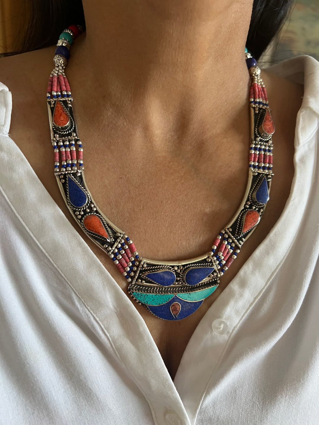 Himalayan Statement Necklace - Artistic Elegance from Nepal