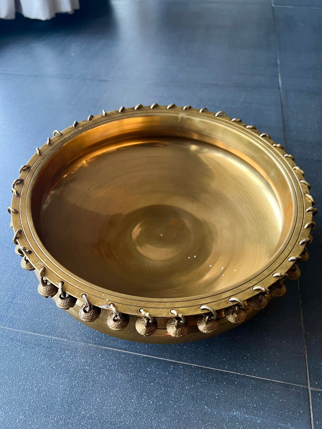 Elegant Brass Urli with Bell Stand - Timeless Beauty