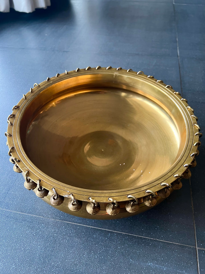 Elegant Brass Urli with Bell Stand - Timeless Beauty