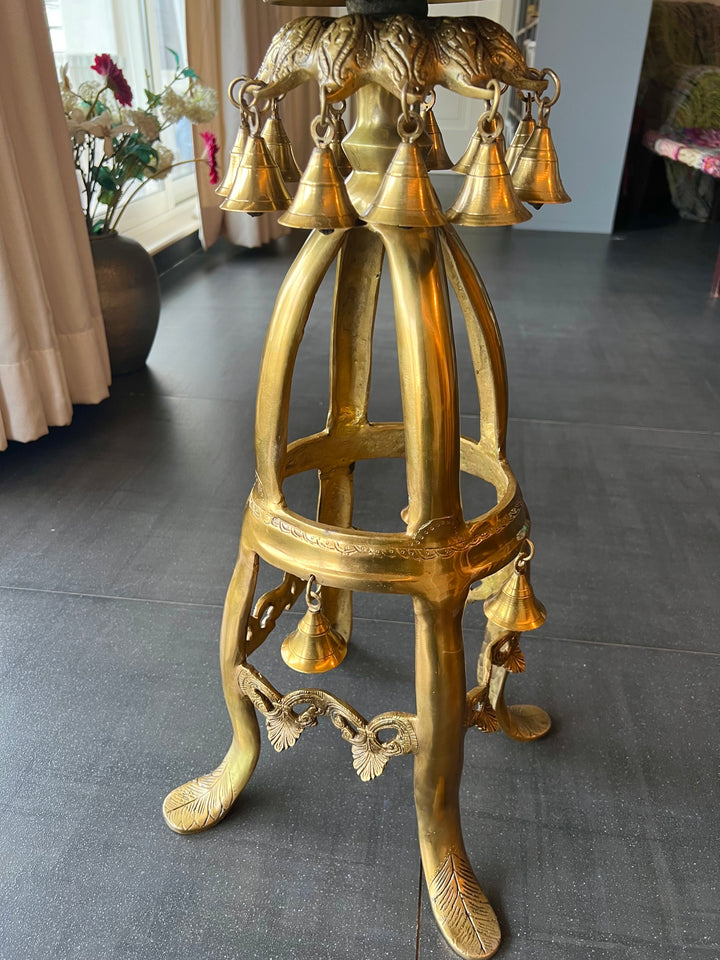 Elegant Brass Urli with Bell Stand - Timeless Beauty