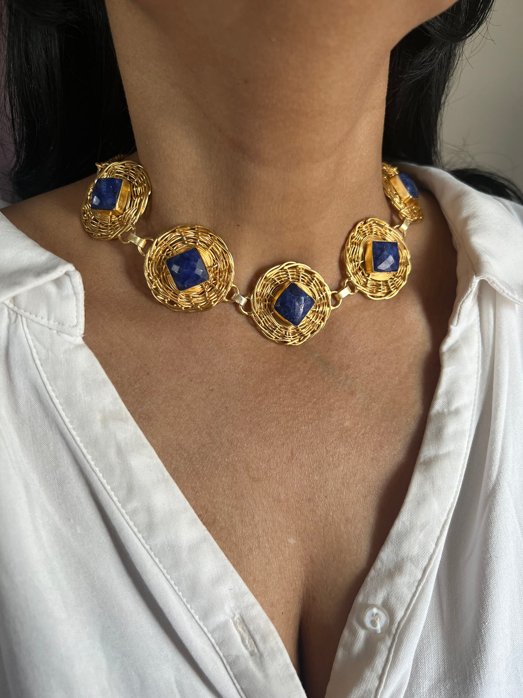 Statement Natural Gemstones Necklace / One-of-a-kind Jewlery/ Indian Necklace