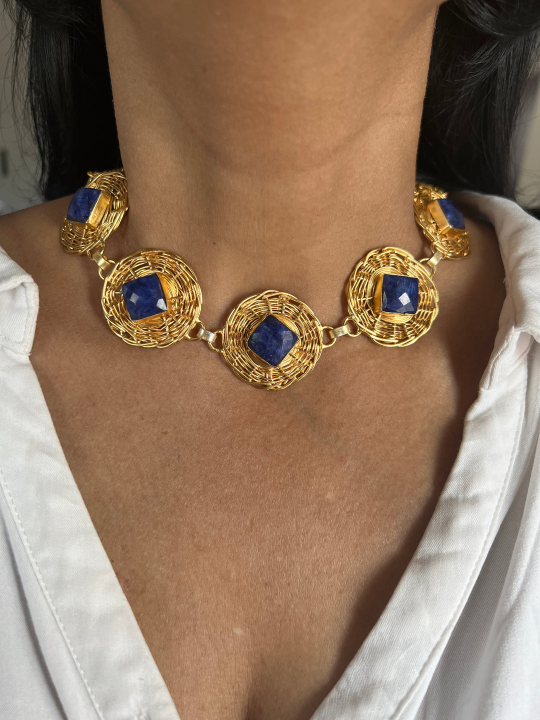 Statement Natural Gemstones Necklace / One-of-a-kind Jewlery/ Indian Necklace