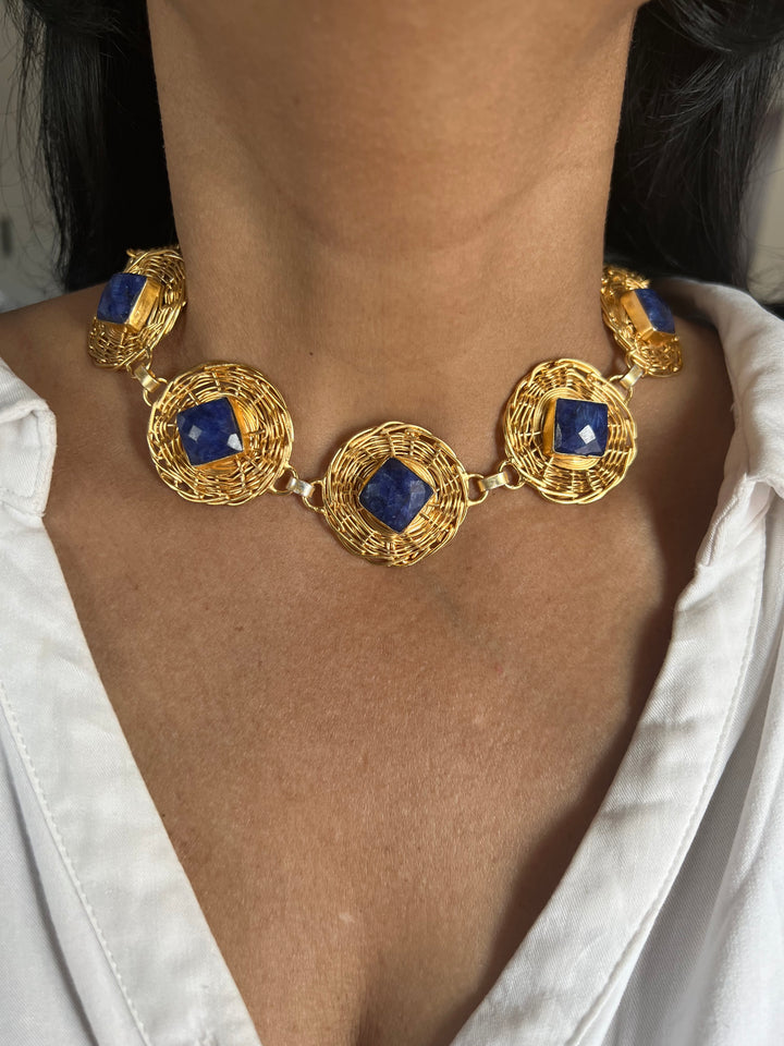 Statement Natural Gemstones Necklace / One-of-a-kind Jewlery/ Indian Necklace