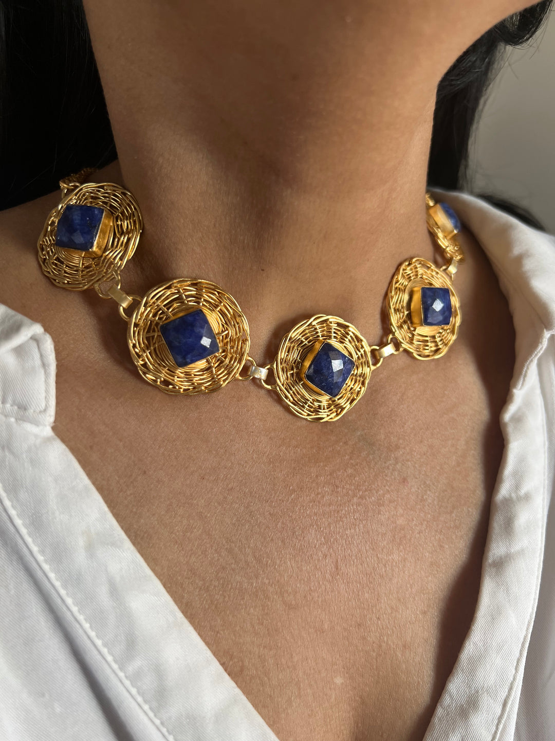 Statement Natural Gemstones Necklace / One-of-a-kind Jewlery/ Indian Necklace