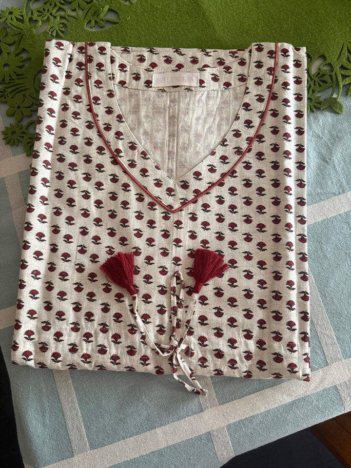 100% Cotton Kaftan: Indian Print Loungewear