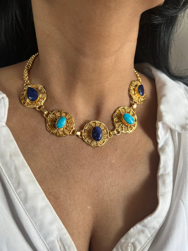 Statement Natural Gemstones Necklace / One-of-a-kind Jewlery/ Indian Necklace