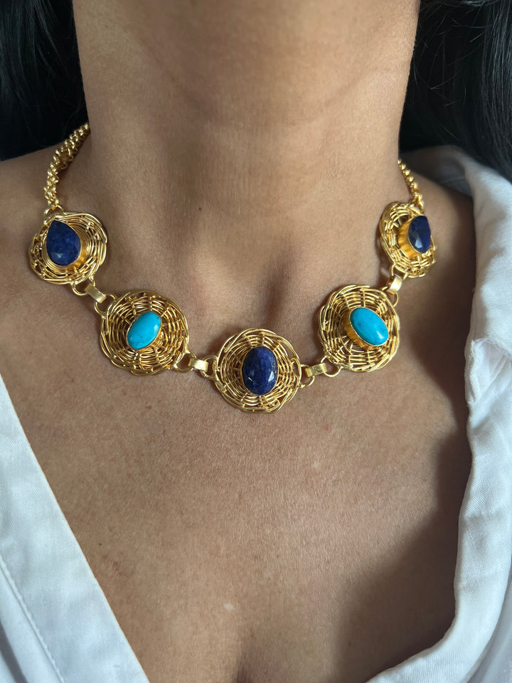 Statement Natural Gemstones Necklace / One-of-a-kind Jewlery/ Indian Necklace