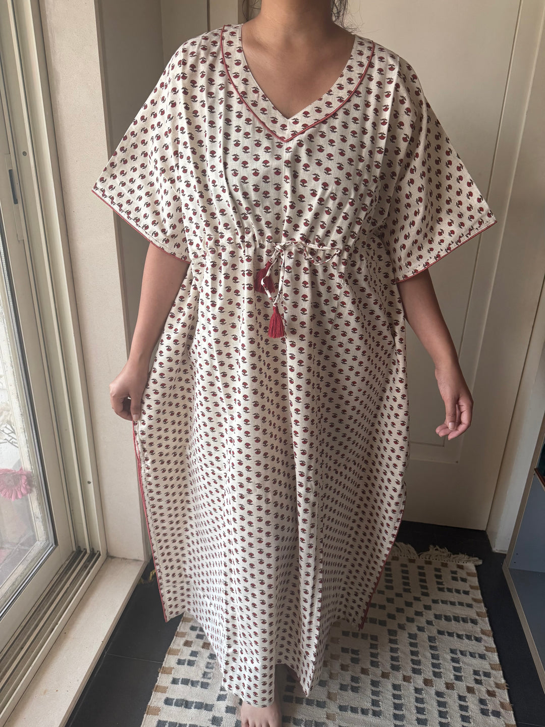 100% Cotton Kaftan: Indian Print Loungewear