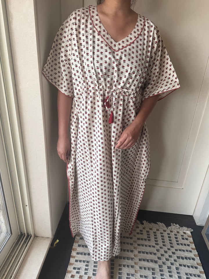 100% Cotton Kaftan: Indian Print Loungewear