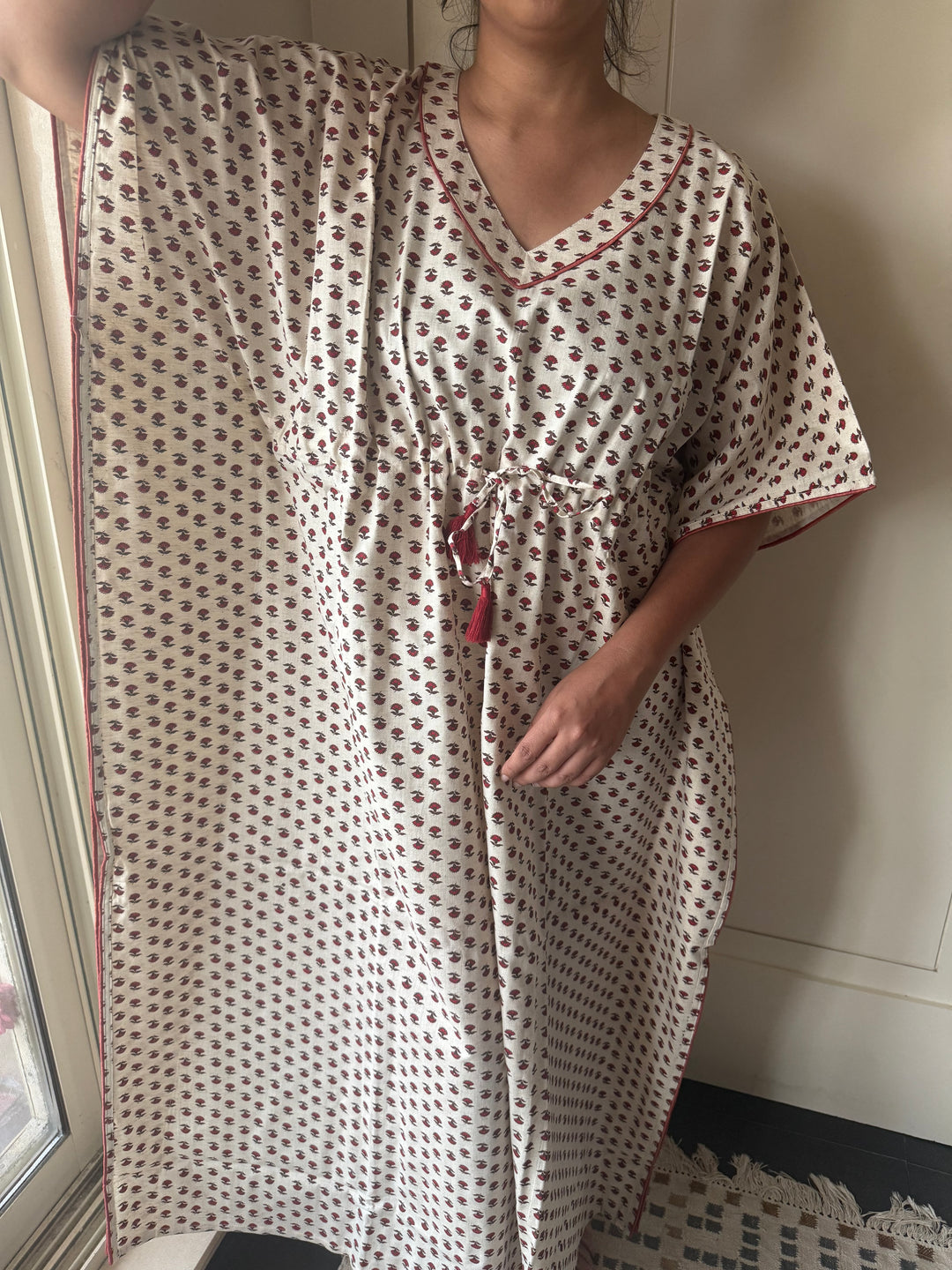 100% Cotton Kaftan: Indian Print Loungewear