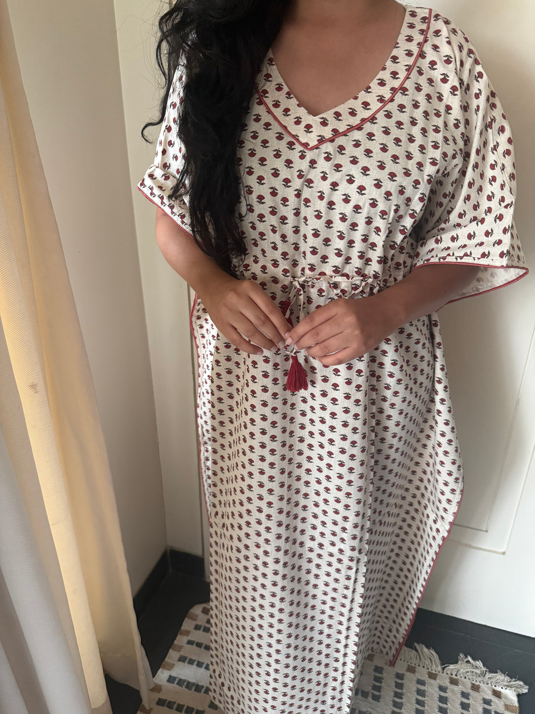 100% Cotton Kaftan: Indian Print Loungewear