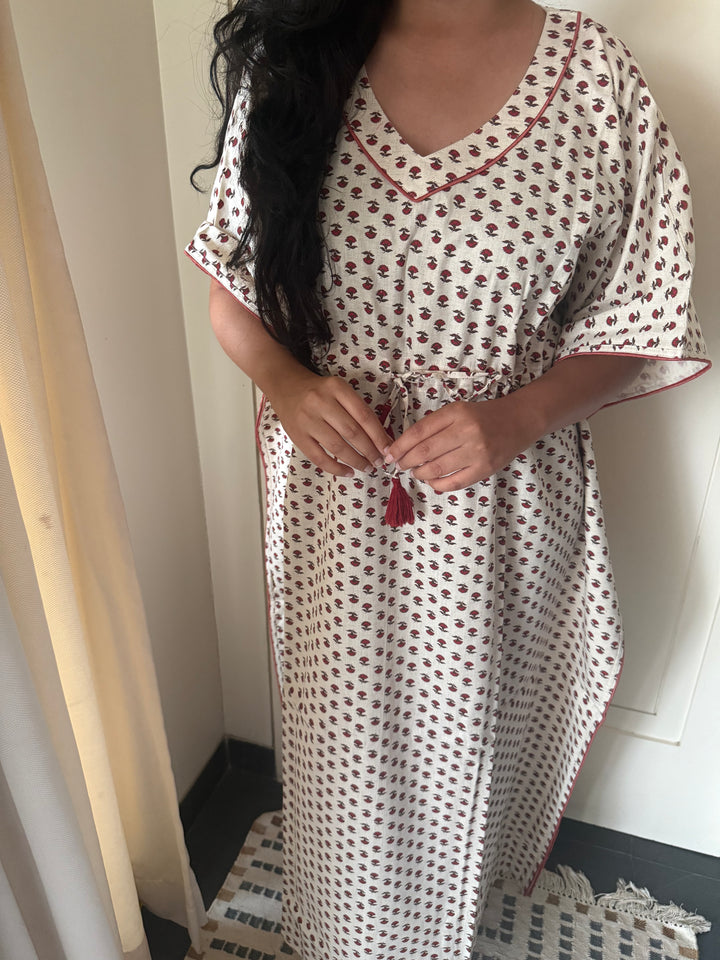 100% Cotton Kaftan: Indian Print Loungewear