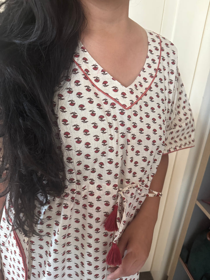 100% Cotton Kaftan: Indian Print Loungewear