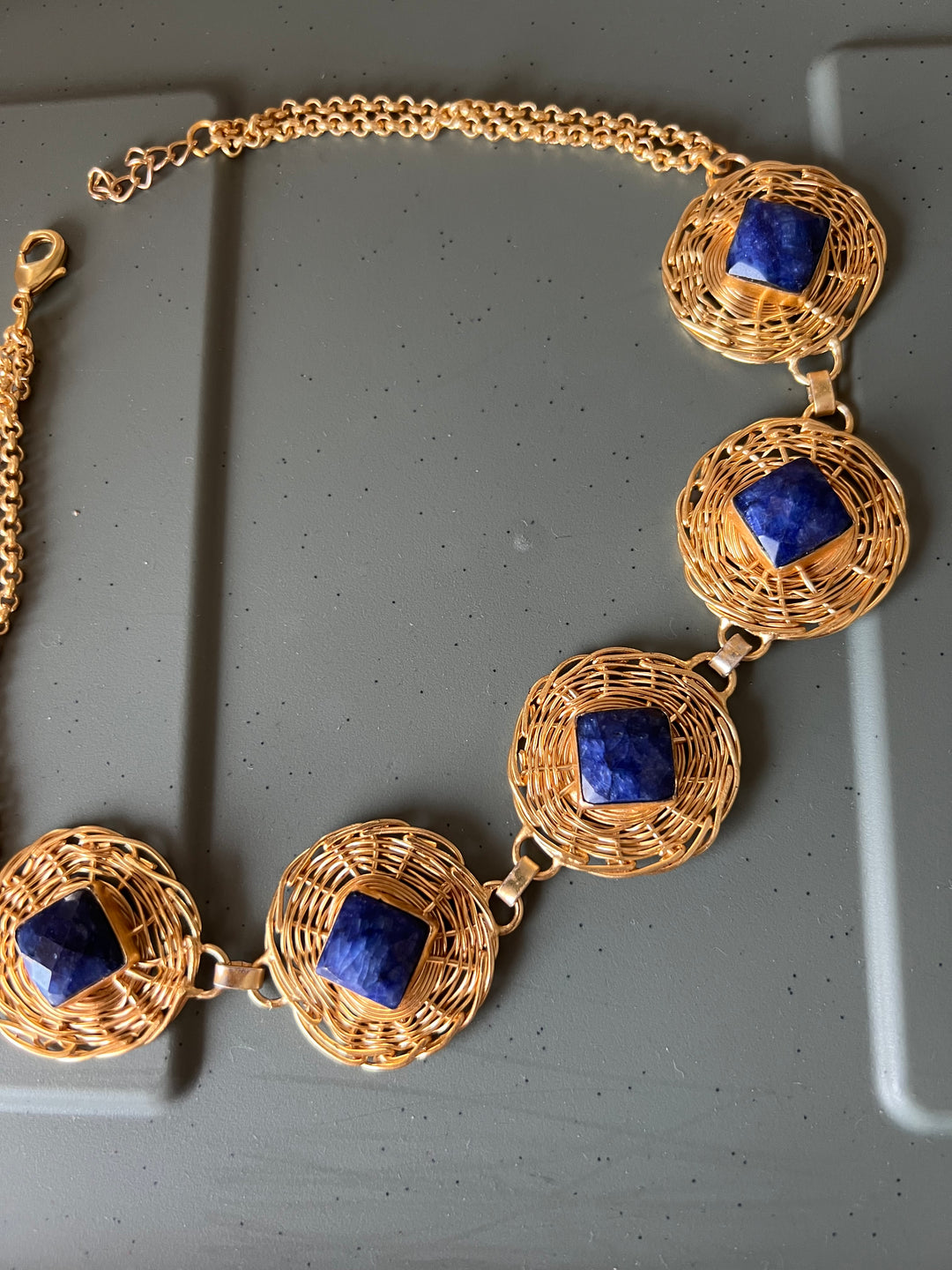 Statement Natural Gemstones Necklace / One-of-a-kind Jewlery/ Indian Necklace