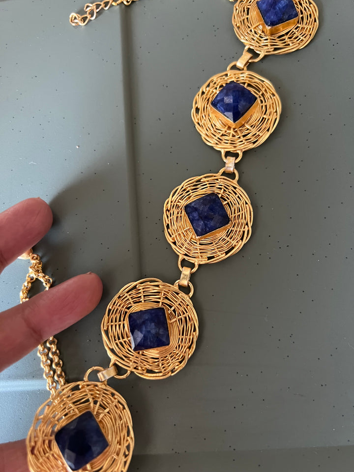 Statement Natural Gemstones Necklace / One-of-a-kind Jewlery/ Indian Necklace