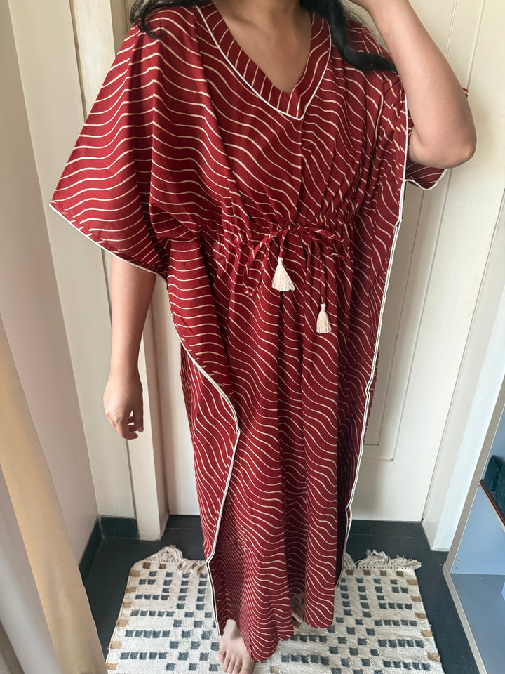 100% Cotton Kaftan: Indian Print Loungewear